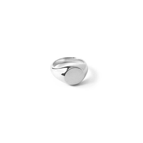 54 floral circle face signet ring - silver