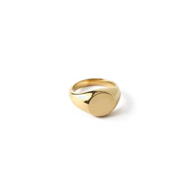 54 floral circle face signet ring - gold