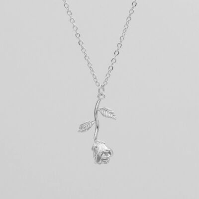 54 floral rose flower pendant necklace chain silver