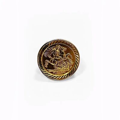 54 floral large sovereign medallion signet ring - gold