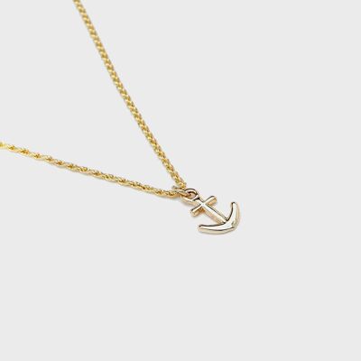 54 floral anchor pendant necklace chain - gold