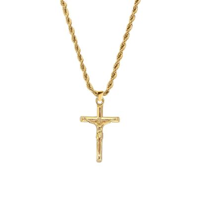 54 CHAÎNE DE COLLIER DE COLLIER À TORSION DE SERPENT AVEC PENDENTIF CRUCIFIX FLORAL - OR