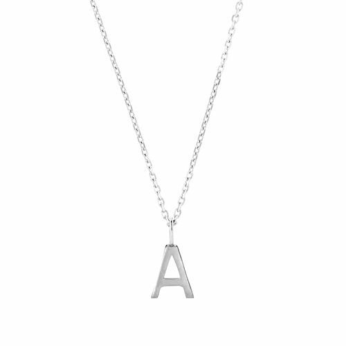 54 FLORAL PERSONALISED 'LETTER' PENDANT 2mm CURB NECKLACE CHAIN --Silver