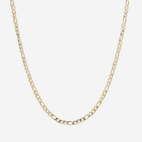 54 FLORAL 3mm FIGARO NECKLACE CHAIN - GOLD