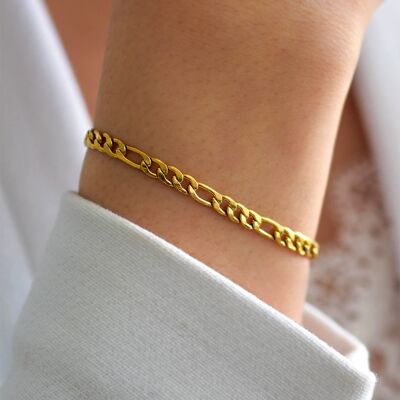 54 FLORAL 12mm FIGARO ARMBAND - GOLD