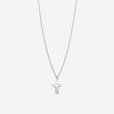 54 floral outline cross crucifix pendant necklace chain - silver