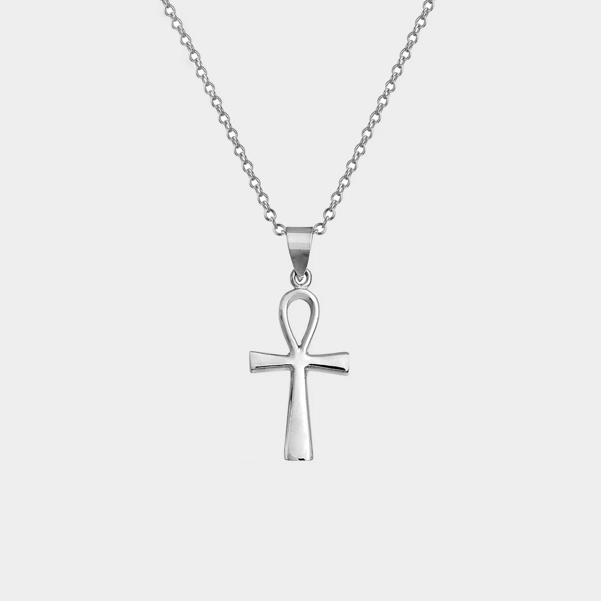 54 COLLANA FLOREALE ANKH CROCIFISSO CROCE PENDENTE COLLANA CATENA - ARGENTO