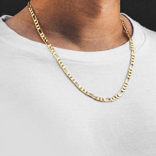 54 FLORAL 8mm FIGARO NECKLACE CHAIN - GOLD