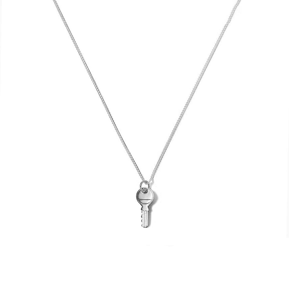 54 PENDENTE LUCCHETTO CON CHIAVE FLOREALE 2mm CATENA CORDOLA - ARGENTO