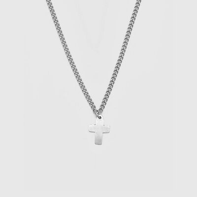 54 COLLANA PENDENTE CROCIFISSO CROCE FLOREALE IRREGOLARE-Argento