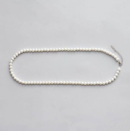 54 FLORAL 4mm PEARL NECKLACE BEAD NECKLACE CHAIN - CREAM