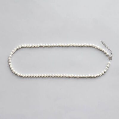 54 FLORAL 4mm PEARL NECKLACE BEAD NECKLACE CHAIN - CREAM