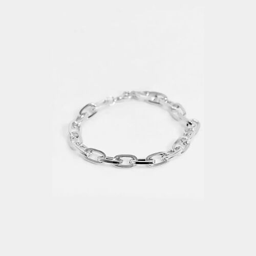 54 FLORAL 20mm OVAL LINK BRACELET - SILVER