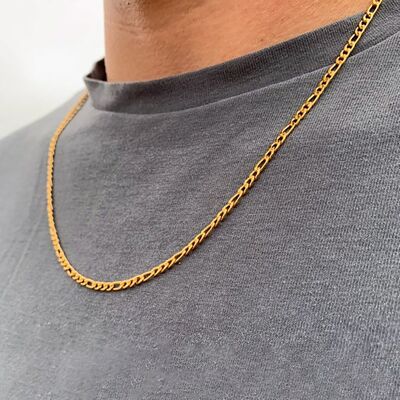 54 FLORAL 6mm FIGARO NECKLACE CHAIN - GOLD