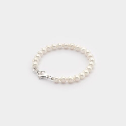 54 floral pearl bracelet chain - cream/silver