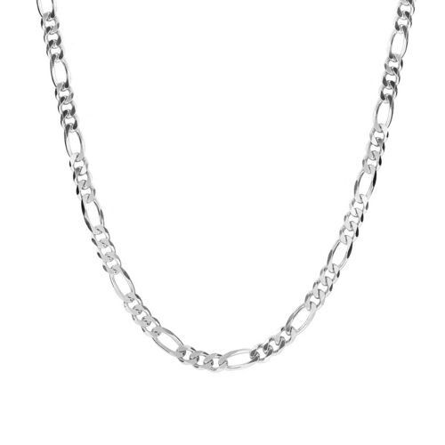 54 FLORAL 10mm FIGARO NECKLACE CHAIN- SILVER - 22"