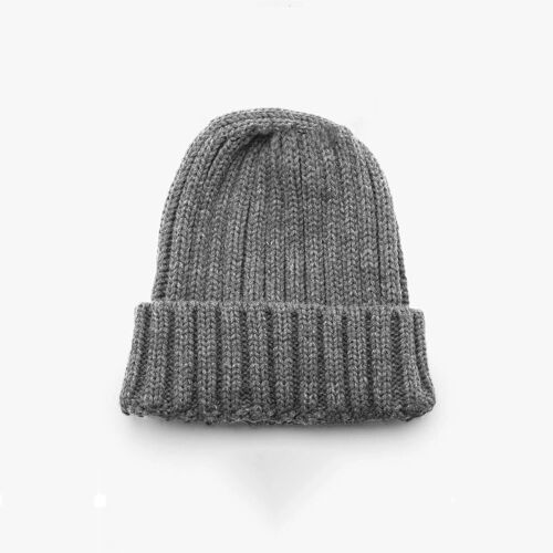 54 FLORAL PREMIUM FULL RIB BEANIE HAT - Heather Grey