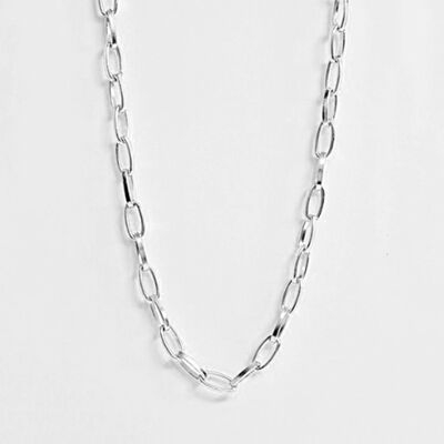 54 COLLANA FLOREALE OVALE 10mm CATENA-Argento