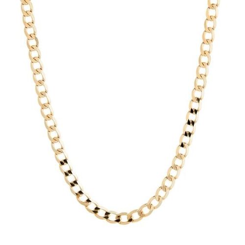 54 FLORAL 8mm CURB STEEL NECKLACE CHAIN - GOLD