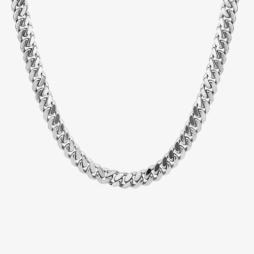 54 FLORAL 12mm CURB NECKLACE CHAIN - SILVER