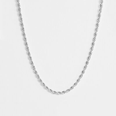 54 FLORAL 3mm SNAKE ROPE NECKLACE CHAIN - SILVER