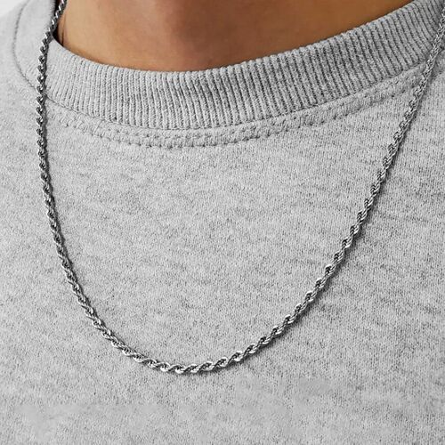 54 FLORAL 6mm SNAKE ROPE NECKLACE CHAIN - SILVER
