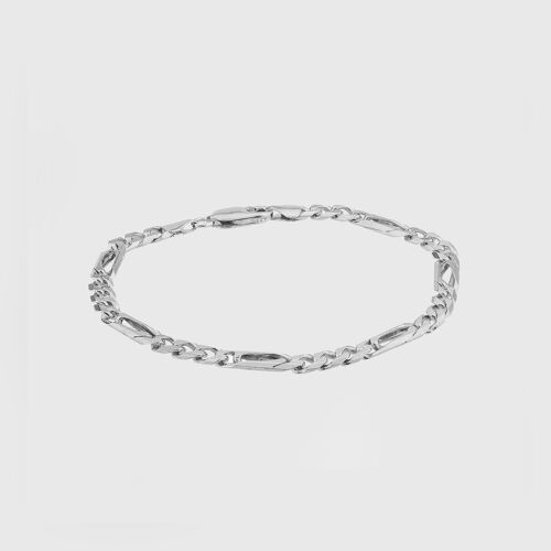 54 FLORAL 6mm FIGARO BRACELET - SILVER