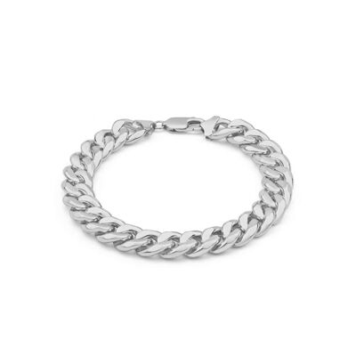 54 PULSERA CURB FLORAL 8mm - PLATA