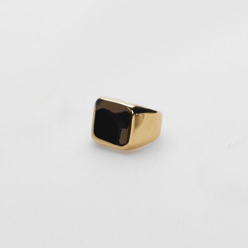 54 floral square face signet ring - gold