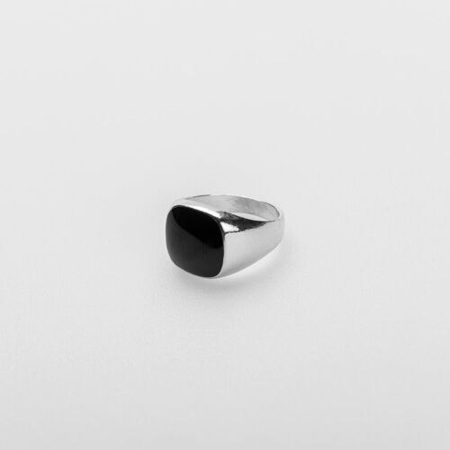54 floral black marble element signet ring | silver