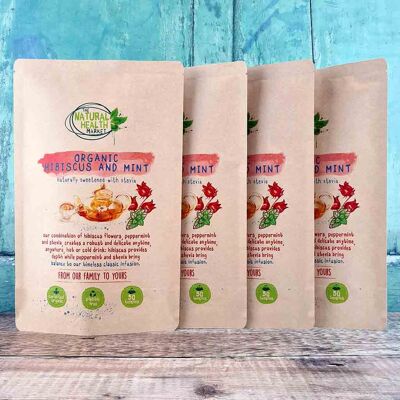 Organic Hibiscus and Mint Tea - 200 Bags (4 x 50 Packs)