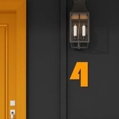 House Number Bauhaus 4 - orange - 15cm / 5.9'' / 150mm