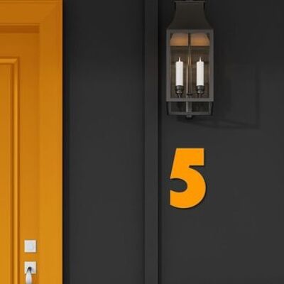 House Number Bauhaus 5 - orange - 15cm / 5.9'' / 150mm