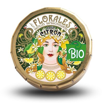 BIO - PASTILLES RAFRAÎCHISSANTES GOÛT CITRON - BOÎTE ART NOUVEAU (INSPIRATION MUCHA)