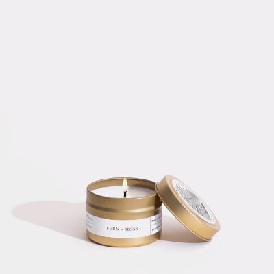 Gold Travel Fern + Moss Scented Candle - Green