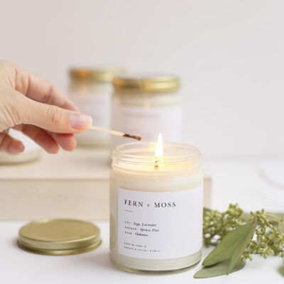 Minimalist Fern + Moss Scented Candle - Green - Delivery in November