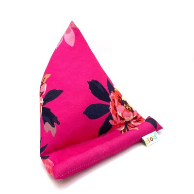 Pilola Techcushion Hot Pink Floral Joules Print Fabric iPad Tablet Soporte de almohada Cojín - Grande