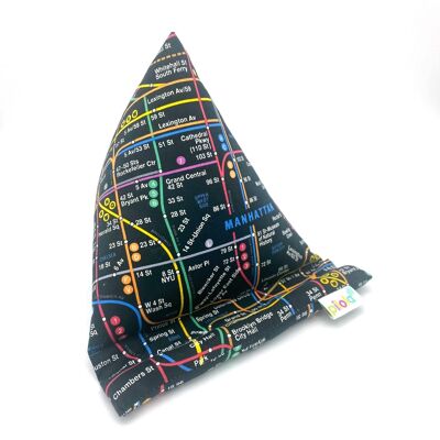 Pilola Techcushion Cojín con soporte para soporte de almohada con estampado de mapa del metro de la ciudad de Nueva York - Mediano