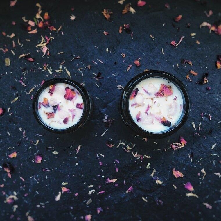 Bougie "Amour et Douceur" Rose et Verveine, cristal de Quartz rose