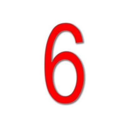 House Number Arial 6 - red - 25cm / 9.8'' / 250mm