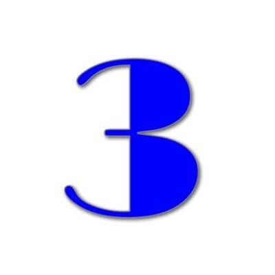 House Number Broadway 3 - blue - 15cm / 5.9'' / 150mm