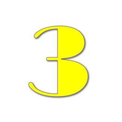 House Number Broadway 3 - yellow - 15cm / 5.9'' / 150mm