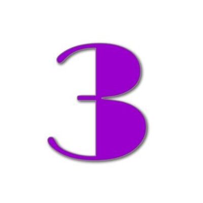 House Number Broadway 3 - purple - 25cm / 9.8'' / 250mm