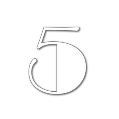 House Number Broadway 5 - white - 15cm / 5.9'' / 150mm