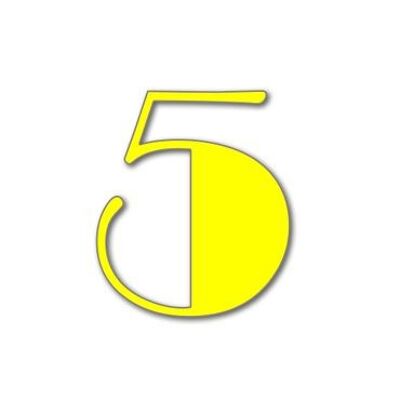 House Number Broadway 5 - yellow - 15cm / 5.9'' / 150mm