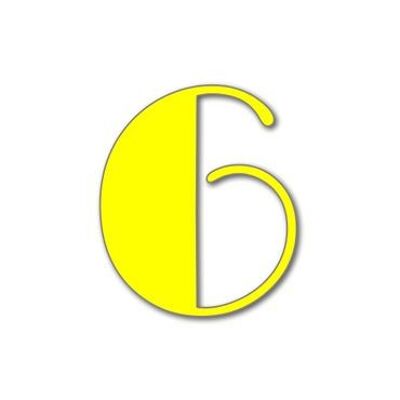 House Number Broadway 6 - yellow - 15cm / 5.9'' / 150mm