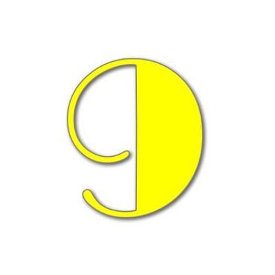 House Number Broadway 9 - yellow - 15cm / 5.9'' / 150mm