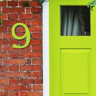 House Number Celtic 9 - lime green - 15cm / 5.9'' / 150mm