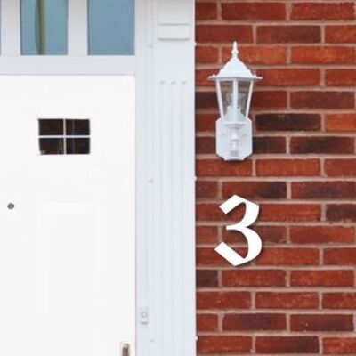 House Number Old English 3 - white - 15cm / 5.9'' / 150mm