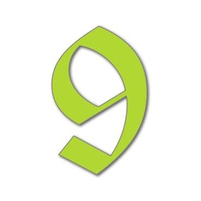 House Number Old English 9 - lime green - 15cm / 5.9'' / 150mm